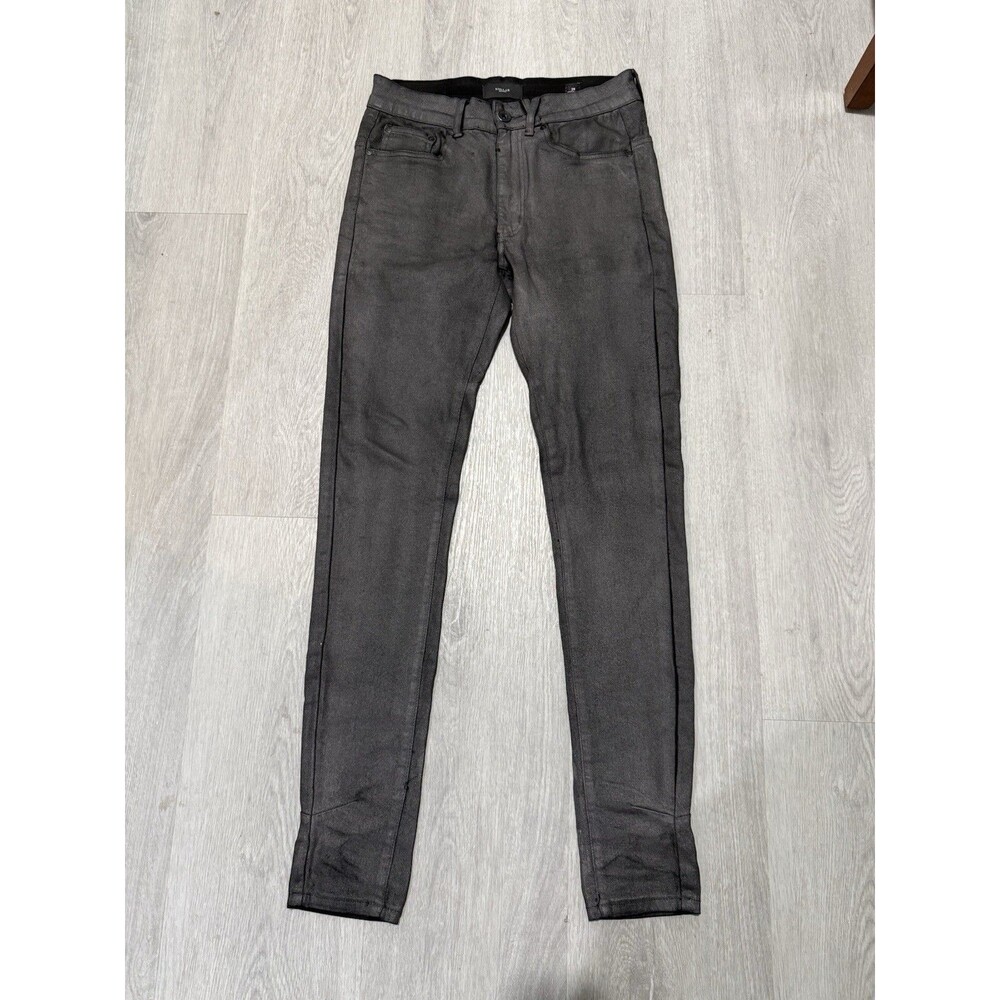Kollar 203 Skinnies Pants Mens 28 Coated Black Waxed Denim Skinny Fit Streetwear
